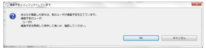 図2.1.1.3 他の人が担当している部分を修正しようとした場合に表示される確認メッセージ<br/>